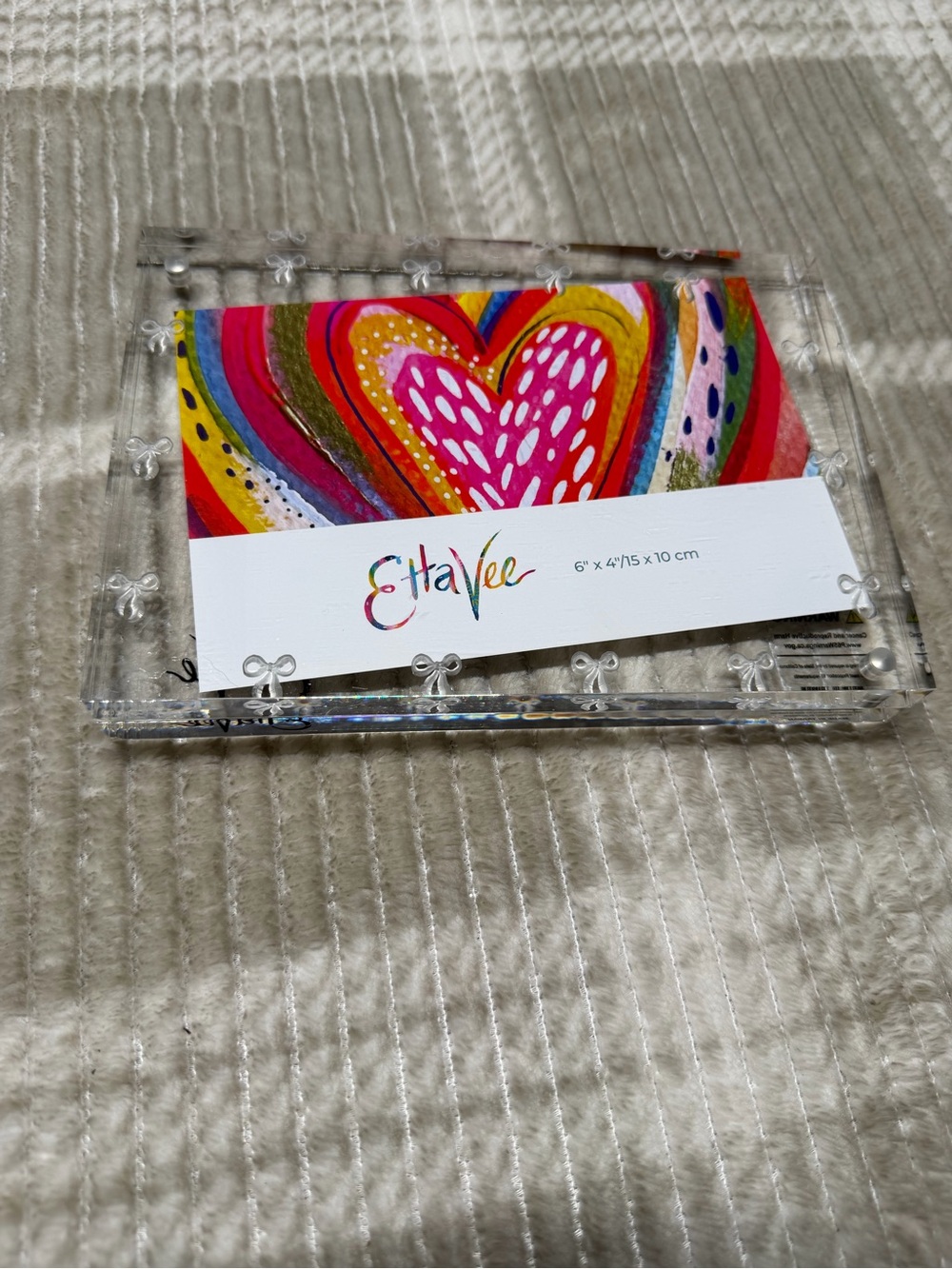 Clear Acrylic Photo Frame with Multicolor Heart Art